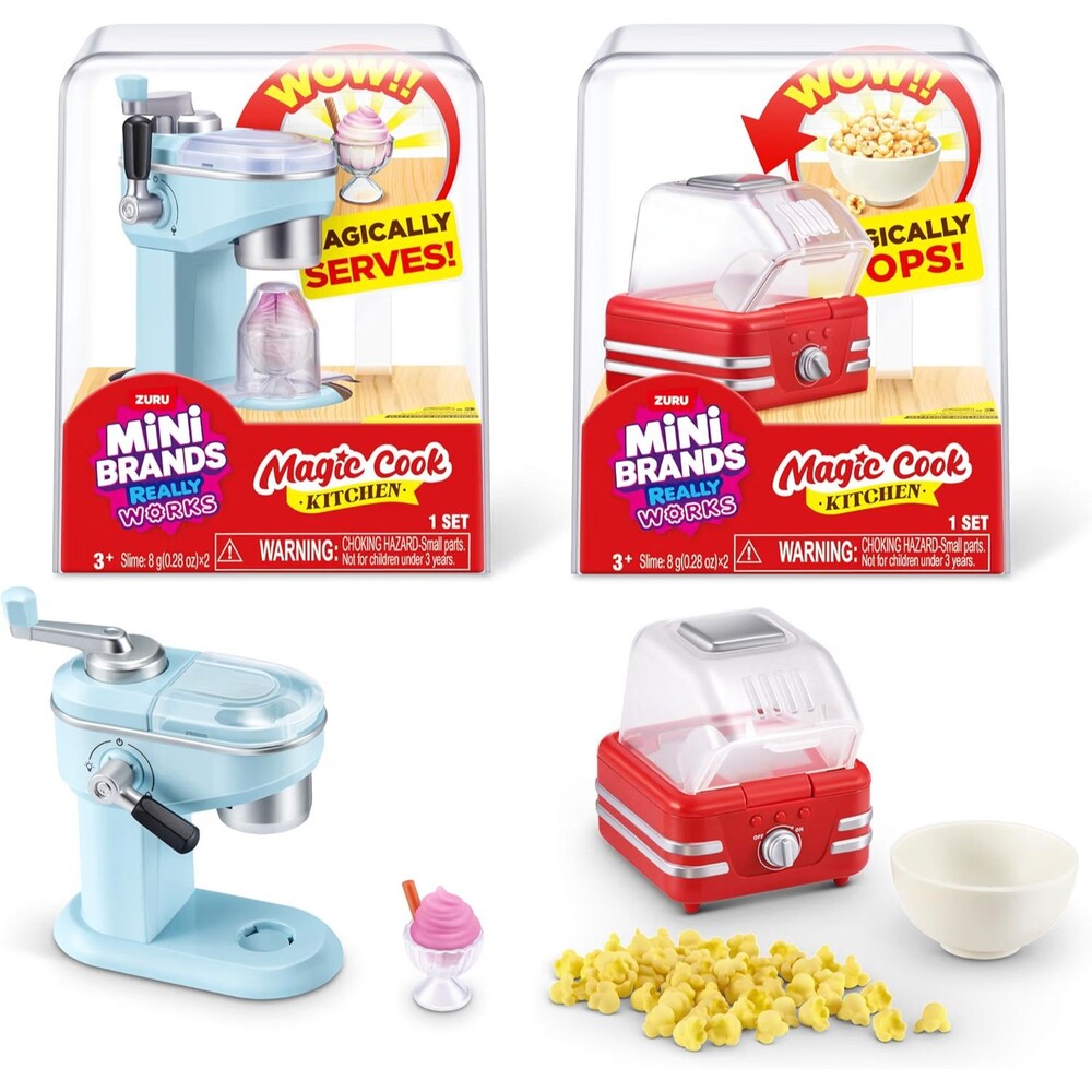 ZURU Mini Brands Really Works Magic Cook Kitchen 2 Set Popcorn Maker & Mixer